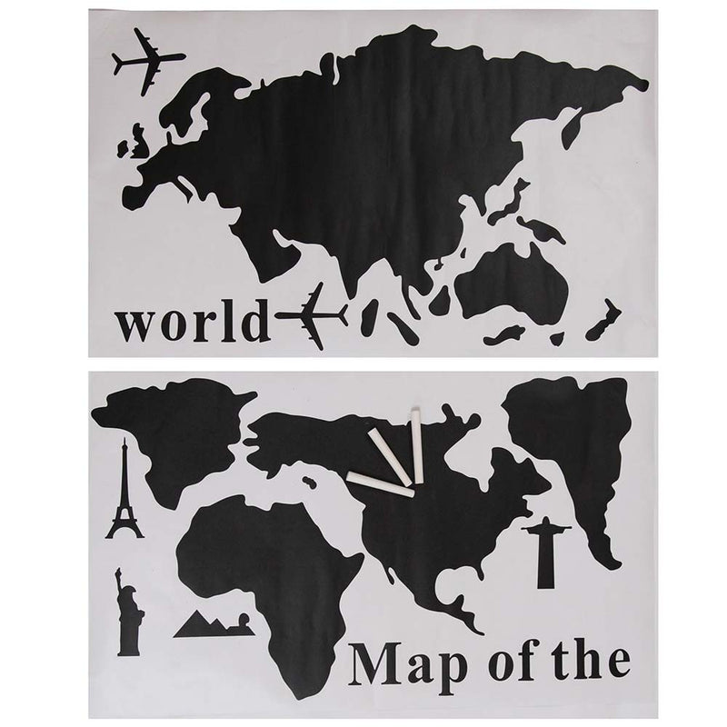 Mappa del mondo Adesivo da Parete Mappamondo Globo Lavagna 102cm PVC  + Gessetti-3