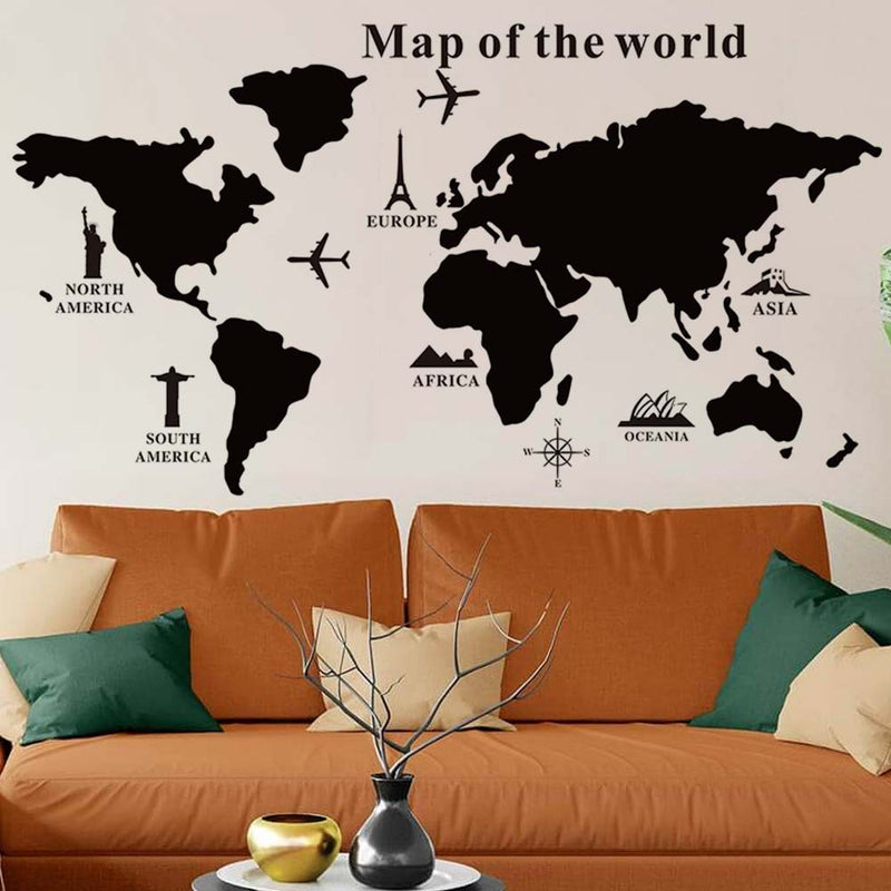 Mappa del mondo Adesivo da Parete Mappamondo Globo Lavagna 102cm PVC  + Gessetti-5