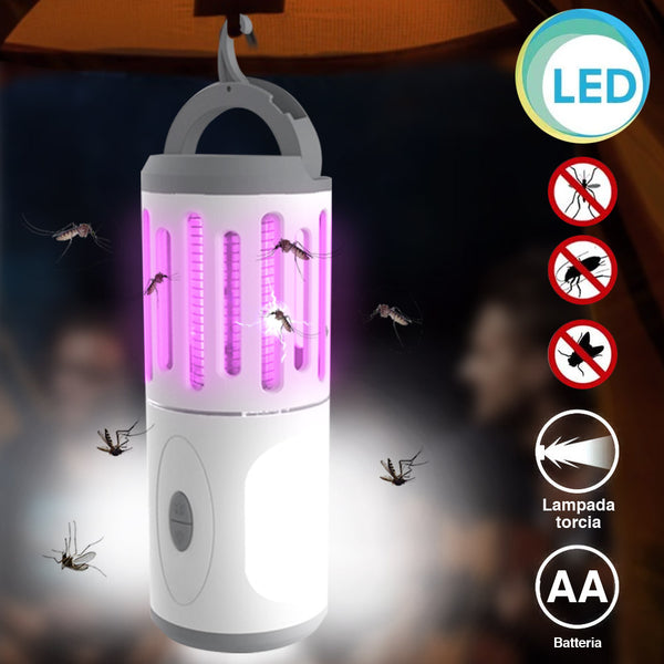 Zanzariera Elettrica Lampada Torcia LED da Campeggio Anti Zanzare Batteria AA sconto