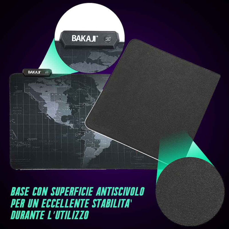 Tappetino Mouse Tastiera Gaming XXL 90x40 Mousepad Luce LED RGB Cambio Colore-5