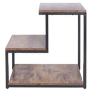 Tavolino Design Moderno Industriale 3 Ripiani Legno Metallo-5
