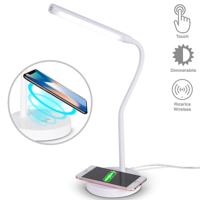 Lampada Scrivania Touch con Caricatore QI Wireless Charger Luce LED Dimmerabile-1