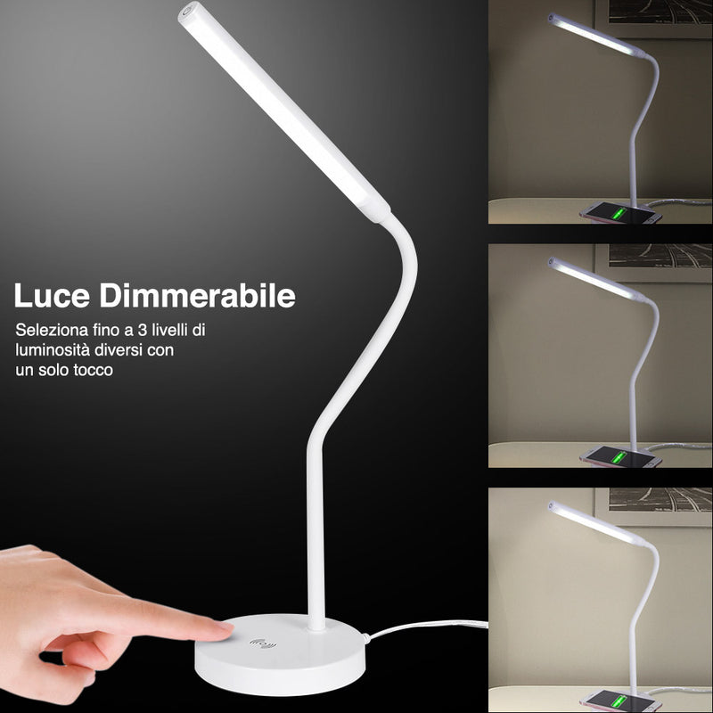 Lampada Scrivania Touch con Caricatore QI Wireless Charger Luce LED Dimmerabile-4