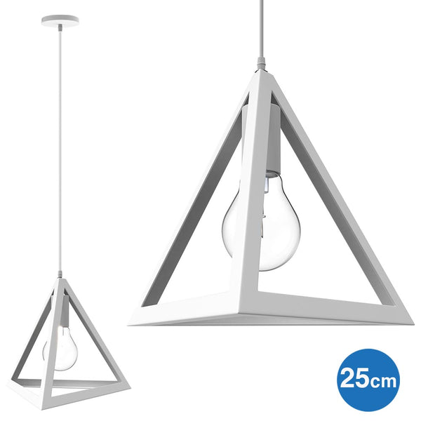 acquista Lampadario Lampada Sospensione Piramide 25cm Design Moderno Paralume Bianco