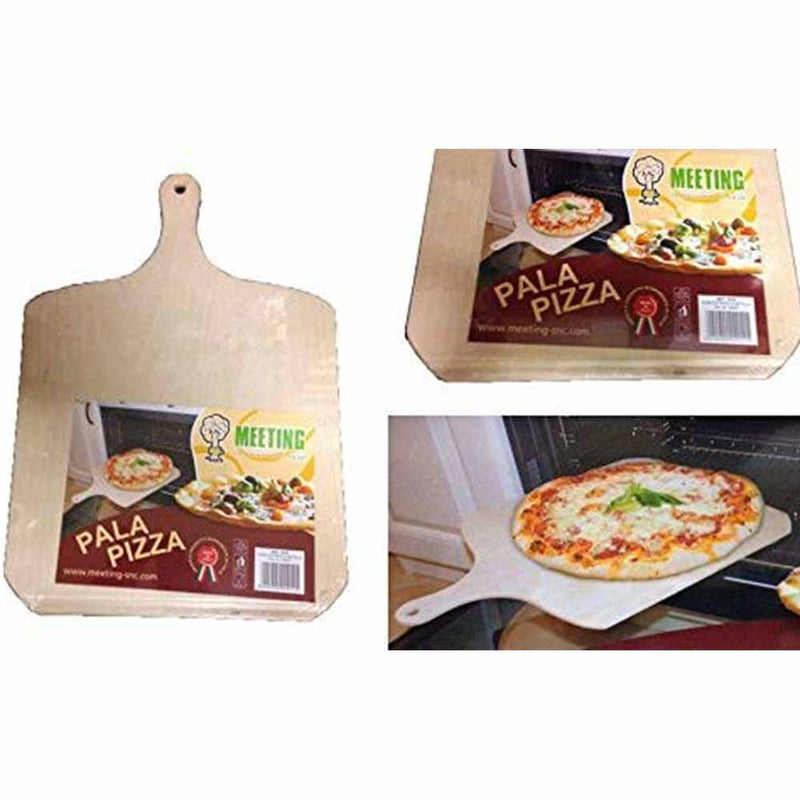 Pala per Pizza da Forno Fornetto Tagliere Legno Multistrato con Manico 40x29cm-2