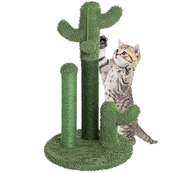 Tiragraffi Graffiatoio Forma 3 Cactus per Gatti Verde con Pallina 44 x 72 cm prezzo