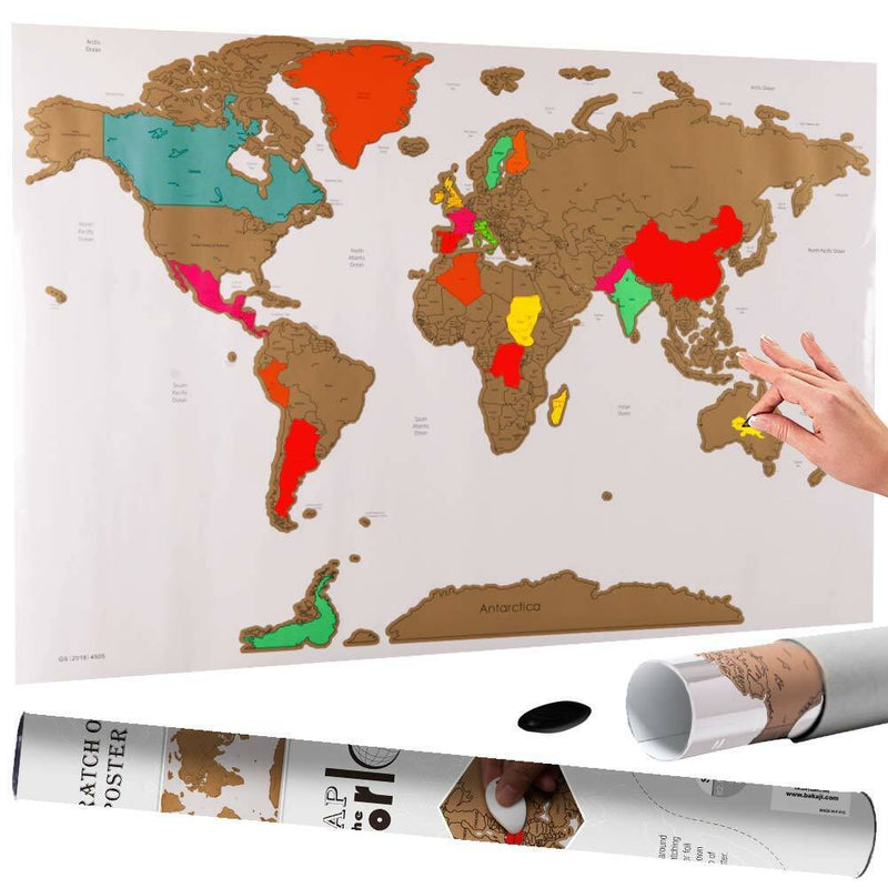 Poster Mappamondo da Grattare Cartina Geografica Mappa del Mondo 80x60 Bianco-1