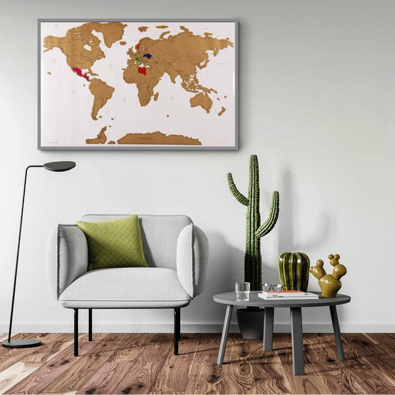 Poster Mappamondo da Grattare Cartina Geografica Mappa del Mondo 80x60 Bianco-4