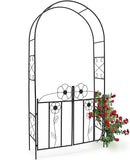 Arco da Giardino per Piante Rampicanti Rose con Cancello Battente in ferro 228cm-1