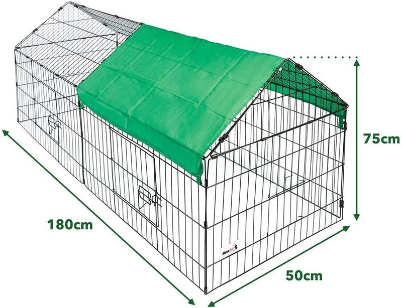 Gabbia per Conigli Recinzione per Animali Recinto 180x75 cm con Telo Protezione-4