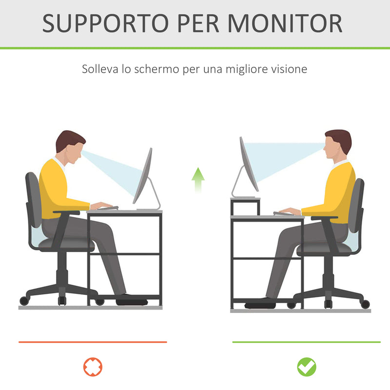 Supporto Monitor con Spazio per Mouse e Tastiera e Ripiano con Cubo Portaoggetti 49x25,5x11,5 cm in Bambù -4