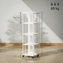 Libreria Moderna a 4 Ripiani 35x35x129 cm con Ruote in Metallo a Rete Bianco  