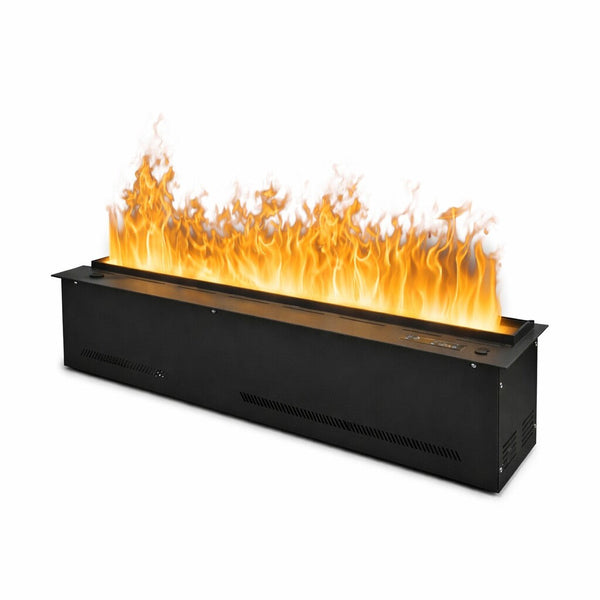 Camino Elettrico a Vapore Acqueo con Fiamme 3D con Bruciatore a Incasso 100x21,5x24 cm DFVAPO100 Pannello Digitale e Fiamme Multicolor in Acciaio e Alluminio Nero acquista