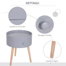 Tavolino da Caffè Rotondo con Cassetto Moderno Grigio Ø38x45 cm 
