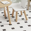 Set con Tavolo e 2 Sedie per Bambini con Schienale a Orsetto Tavolino con Vano Contenitore in MDF Bianco e Legno      