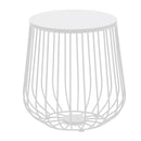 Tavolino da Caffè Ø41,5x43 cm in metallo con ripiano in legno Bianco