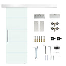 Porta Scorrevole Vetrata 75x210 cm Satinata a Strisce 