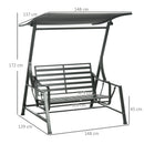 Dondolo da Giardino 2 Posti 148x129x172 cm in Acciaio Grigio scuro