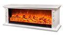 Camino Elettrico da Pavimento 60x180x33 cm Effetto Fiamma 1500W Skyline Bianco