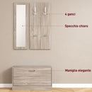 Set da Ingresso con Scarpiera Appendiabiti e Specchio in Legno e Vetro Grigio   