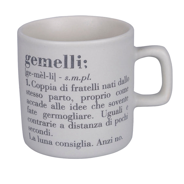 acquista Tazzina Caffè Zodiaco "gemelli" Ø6x6,5 cm in Bone China VdE Tivoli 1996 Bianco