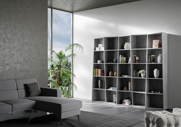 Libreria Moderna 5 Elementi 5 Ripiani Trek Cemento online