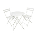 Set da Giardino Pieghevole Tavolo e 2 Sedie in Ferro Rimini Bianco