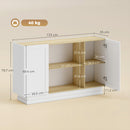 Credenza 133x35x79,7 cm con 2 Ripiani Aperti e 2 Armadietti in Pannello Truciolare e MDF      