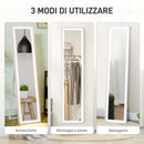 Specchio Illuminato con Luci LED Regolabili e Pulsante Touch 40x5x160 cm in Vetro e MDF Bianco      