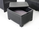 Set Salotto da Giardino Divano 2 Poltrone e Tavolino in Polipropilene Effetto Rattan New York Antracite