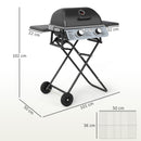 Barbecue a Gas Portatile Design a Valigia 101x50x102 cm con 2 Bruciatori e 2 Tavolini in Acciaio Nero  