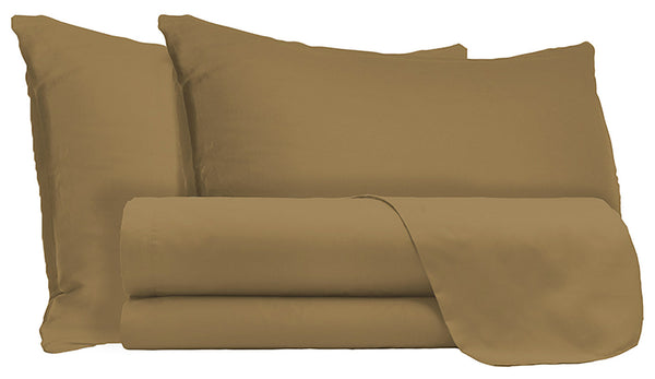 Set Lenzuola Matrimoniale Sopra Sotto e Federe Tinta Unita Nocciola online