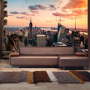 Fotomurale - New York: i Grattacieli Ed Il Tramonto 300X210 cm Carta da Parato Erroi