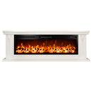 Camino Elettrico da Pavimento 60x170x27 cm Effetto Fiamma 1500W Pandora & Tanzania Panna