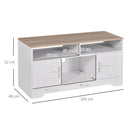 Mobile TV 3 Scomparti 2 Ante 105x40x52 cm per TV fino a 42" in Truciolato Bianco e Legno