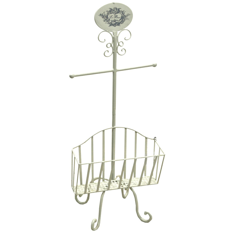 Piantana Porta Rotolo a Stelo in Metallo con Portariviste 34x23H82cm Le Bain