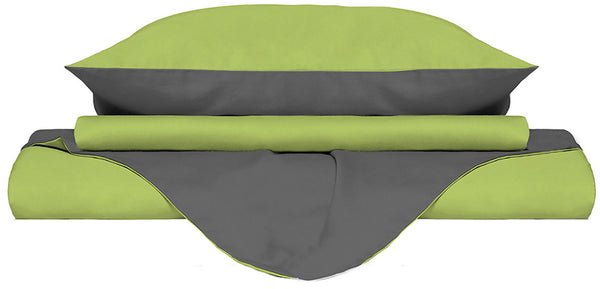 online Copripiumino con Sacco e Federe Doubleface in Cotone Verde Acido\/Fumo Varie Misure