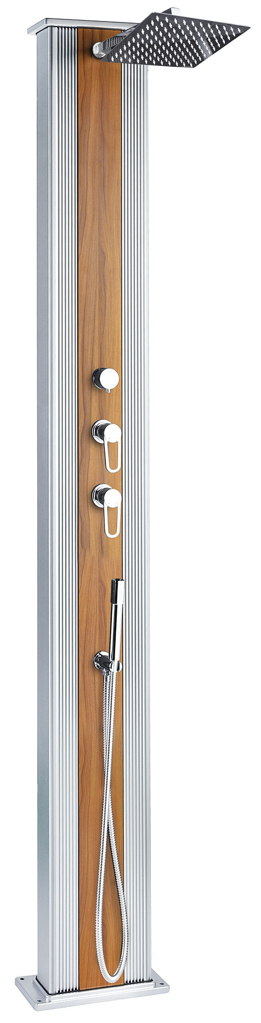 Doccia Solare Ibrida da Giardino 40L Miscelatore e Doccetta Lavapiedi Alluminio Metallizzato/Legno acquista