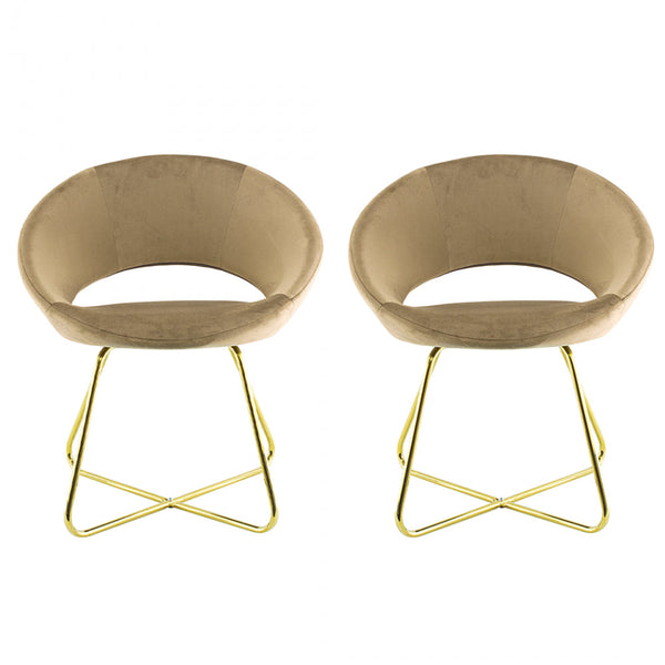 acquista Set 2 Sedie Vintage 58x64x83 cm in Tessuto Effetto Velluto Greta Tortora