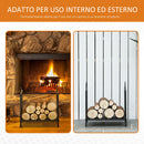 Portalegna per Camino con maniglie in Metallo 44,5x33x46,5 cm da Interno ed Esterno Max 15Kg Nero