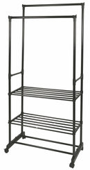 Stender Appendiabiti Doppio 77x34x160 cm in Metallo e Plastica Nero
