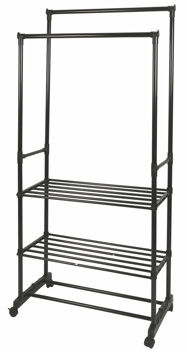 Stender Appendiabiti Doppio 77x34x160 cm in Metallo e Plastica Nero sconto