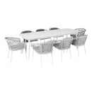 Set Tavolo Rettangolo e 8 Sedie da Giardino in Alluminio Muses 240 Bianco