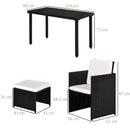Set Salotto da Giardino in Rattan Sintetico Tavolo 2 Poltrone 2 Poff Nero 