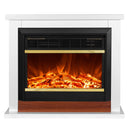 Camino Elettrico da Pavimento 70x80x30 cm Effetto Fiamma 1500W Sting & Mars Bianco/noce