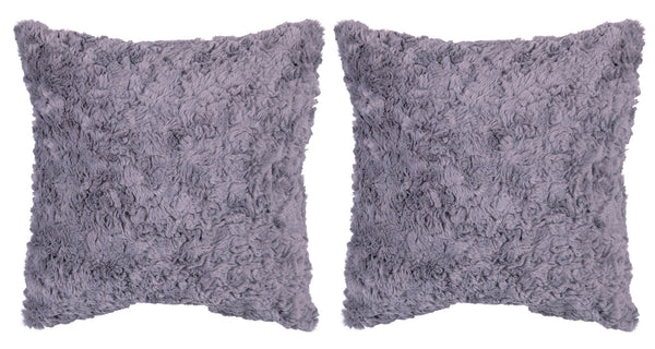 Set 2 Cuscini Decorativi 43x43x6 cm in Poliestere VdE Tivoli 1996 Furry grigio chiaro acquista