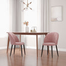 Set 2 Sedie da Pranzo Imbottite Stile Nordico 52x54x79 cm in Metallo e Velluto Rosa