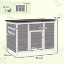 Casetta per Anatre 93x70x72 cm con Tetto Apribile Finestre e Rampa in Legno Grigio      
