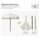 Ombrellone da Giardino Spiaggia Ø1,9x2,1m con Protezione UV40+ e Borsa di Trasporto Crema