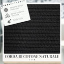 Cesto Portabiancheria Pieghevole con Manici 88L Ø56x35.5 cm in Cotone Naturale Nero 